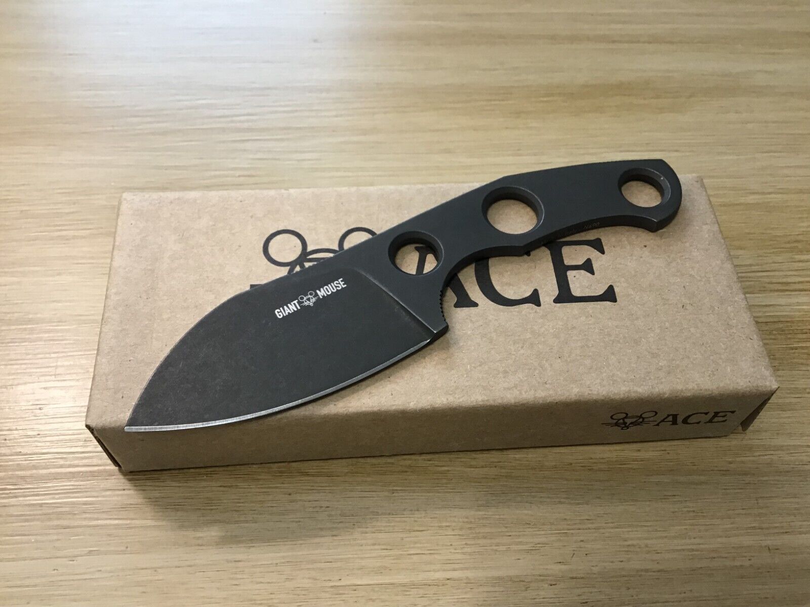 GiantMouse GMF1-P Knife with Leather Sheath, N690