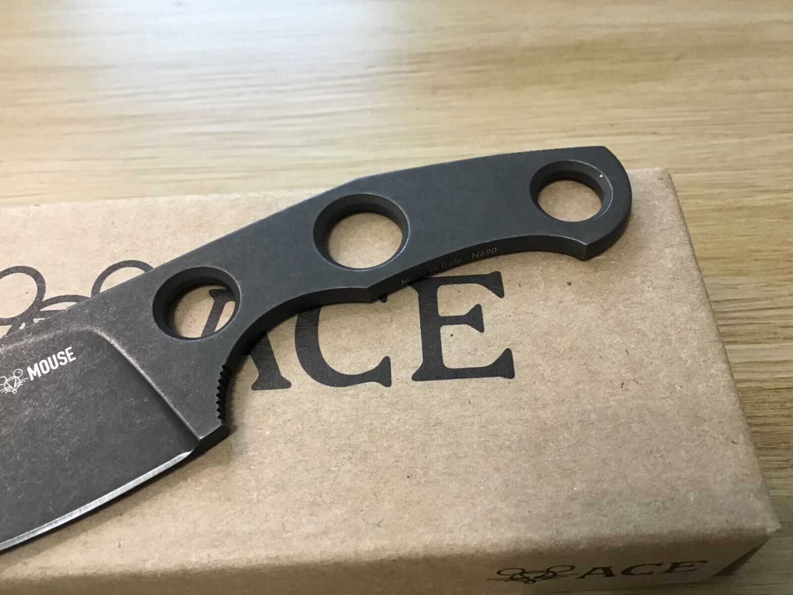GiantMouse GMF1-P Knife with Leather Sheath, N690