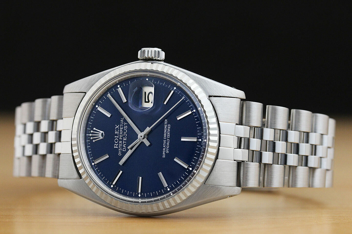 Rolex Men's Blue Dial Datejust Watch with Gold