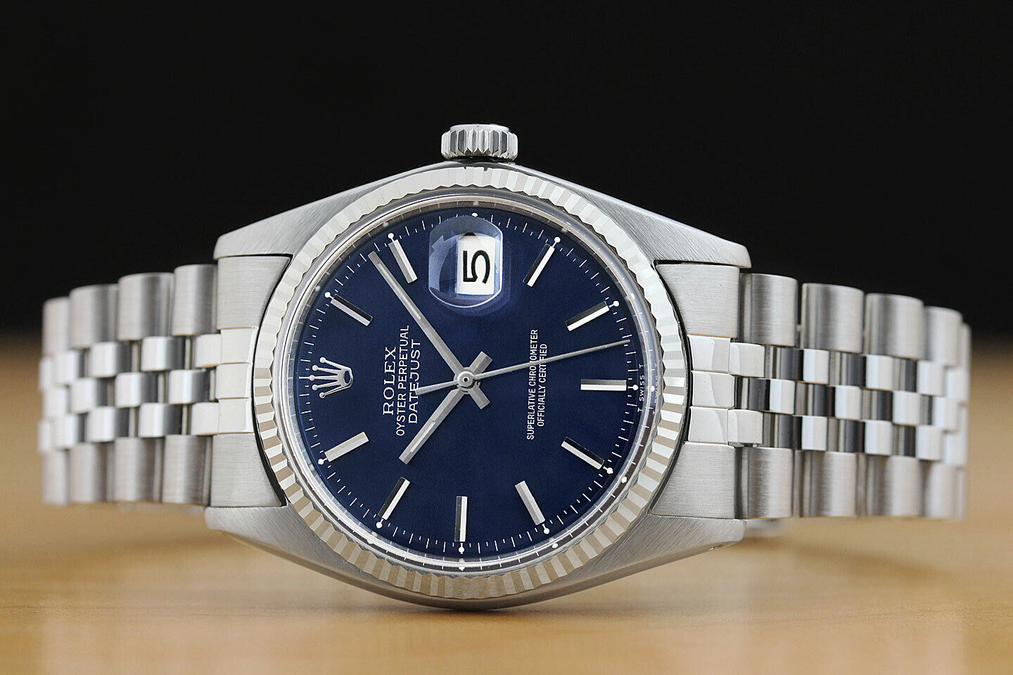 Rolex Men's Blue Dial Datejust Watch with Gold