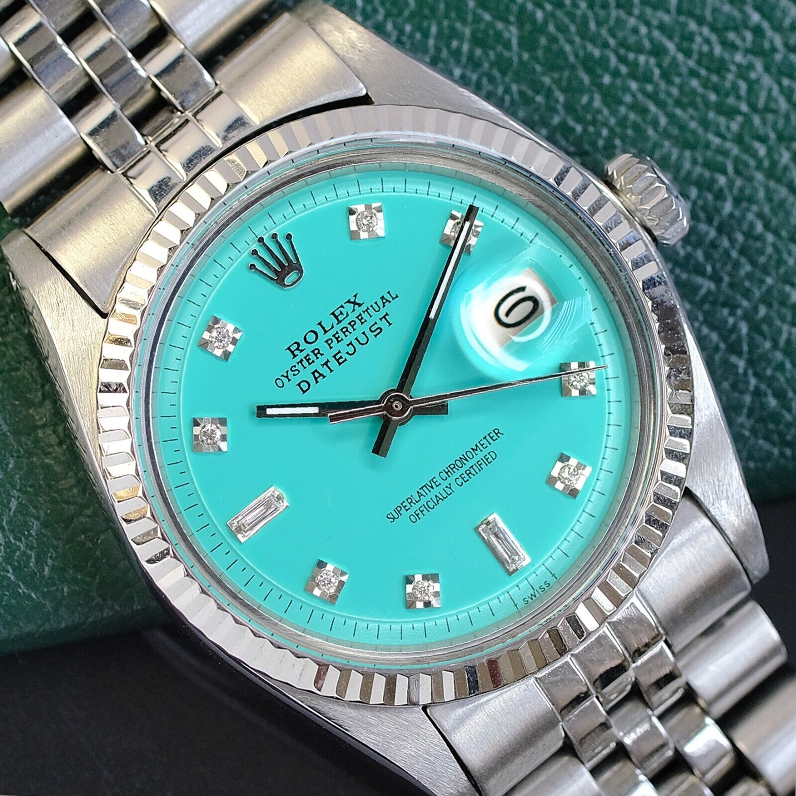 ROLEX Men's Datejust White Gold Steel Aqua Watch