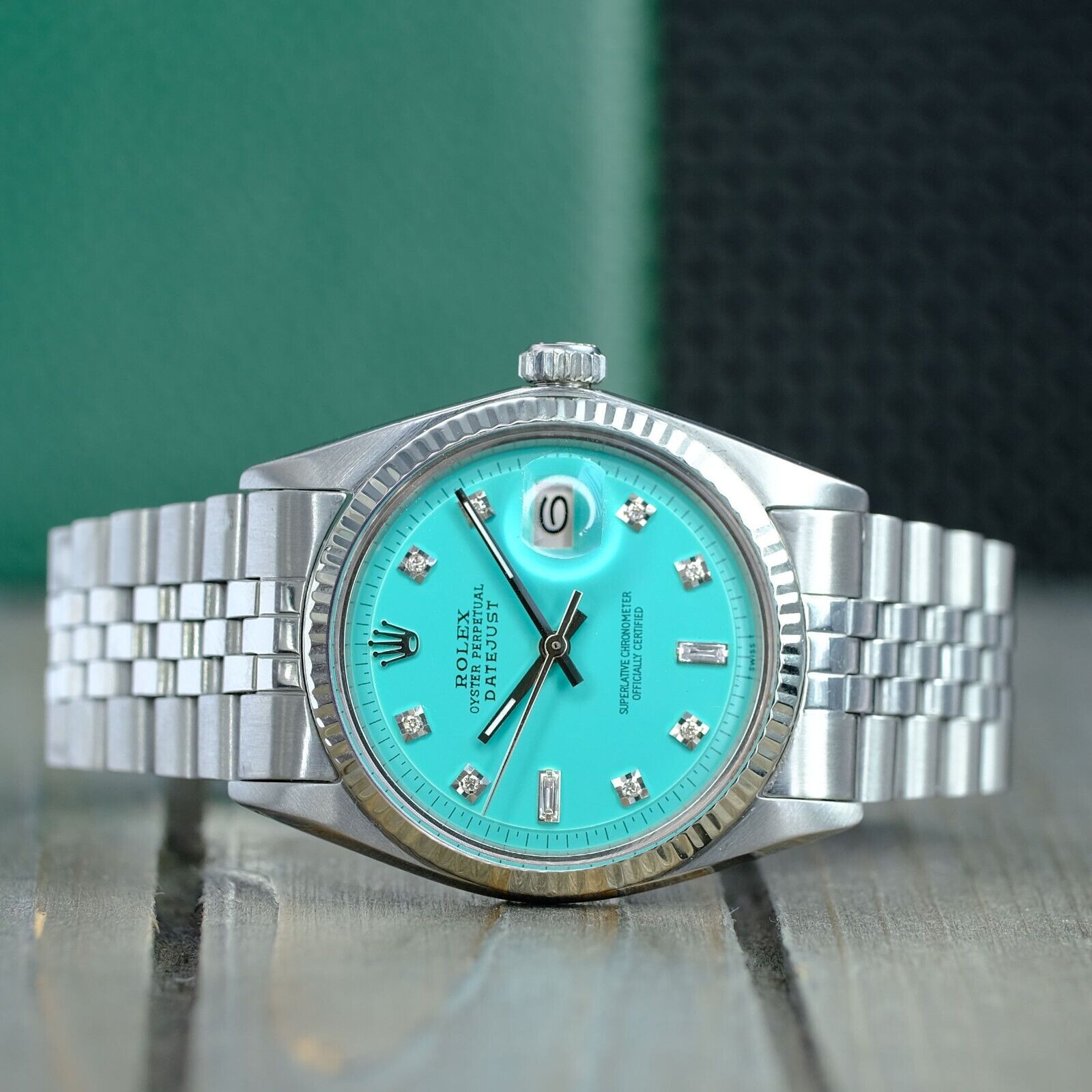 ROLEX Men's Datejust White Gold Steel Aqua Watch