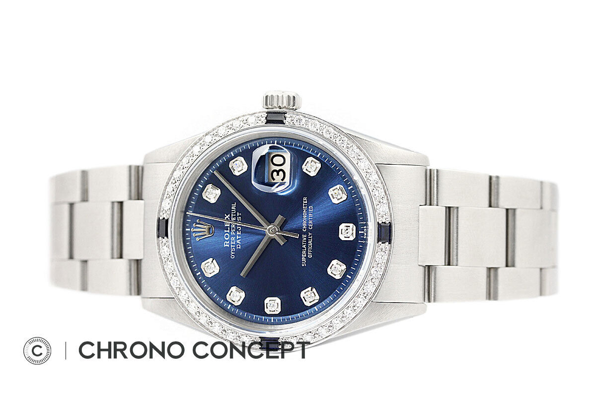 Mens Rolex Datejust Blue Diamond Sapphire Watch