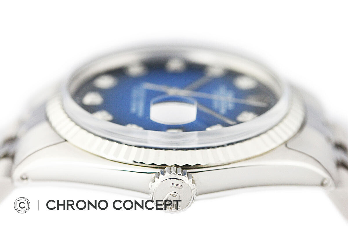 Men's Rolex Datejust Blue Diamond Watch in 18K Gold