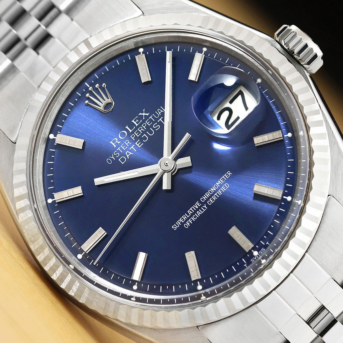 ROLEX Mens Datejust Blue Dial Watch with Jubilee Bracelet