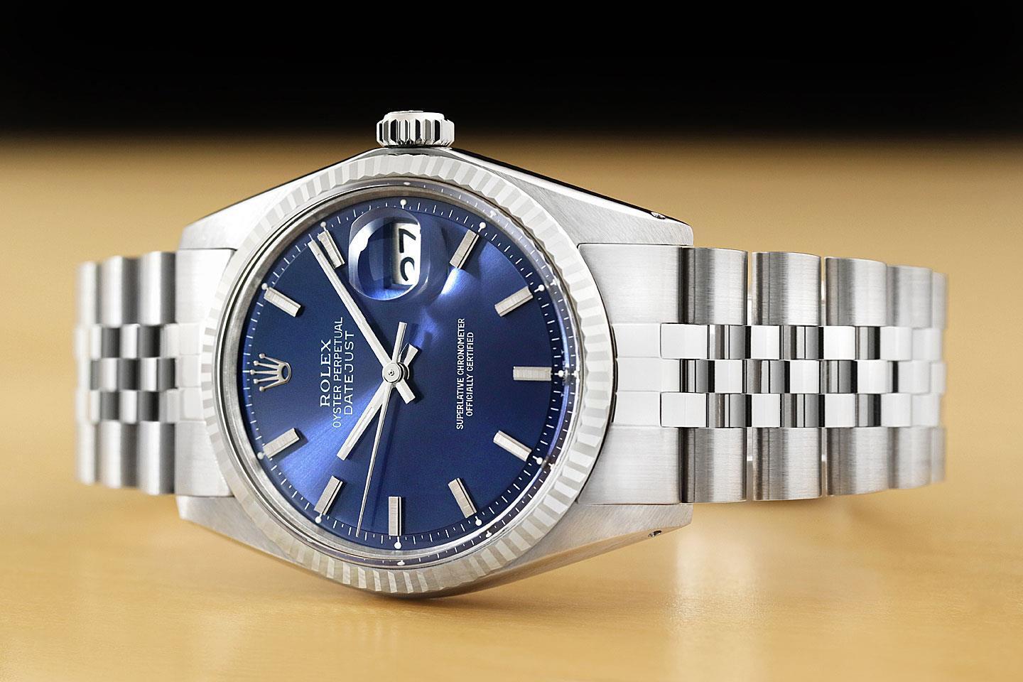 ROLEX Mens Datejust Blue Dial Watch with Jubilee Bracelet