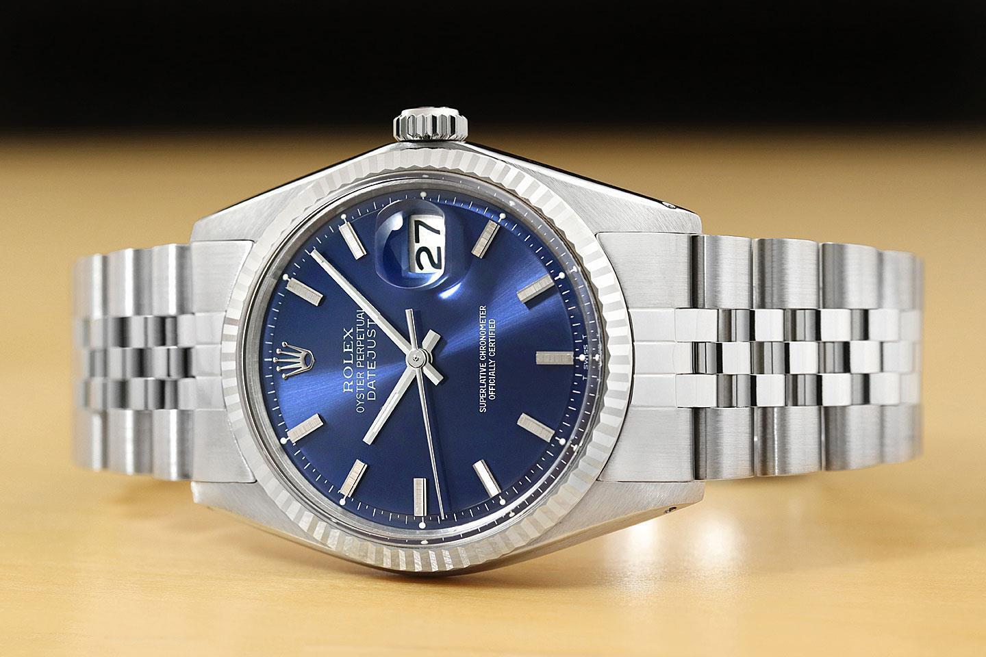 ROLEX Mens Datejust Blue Dial Watch with Jubilee Bracelet