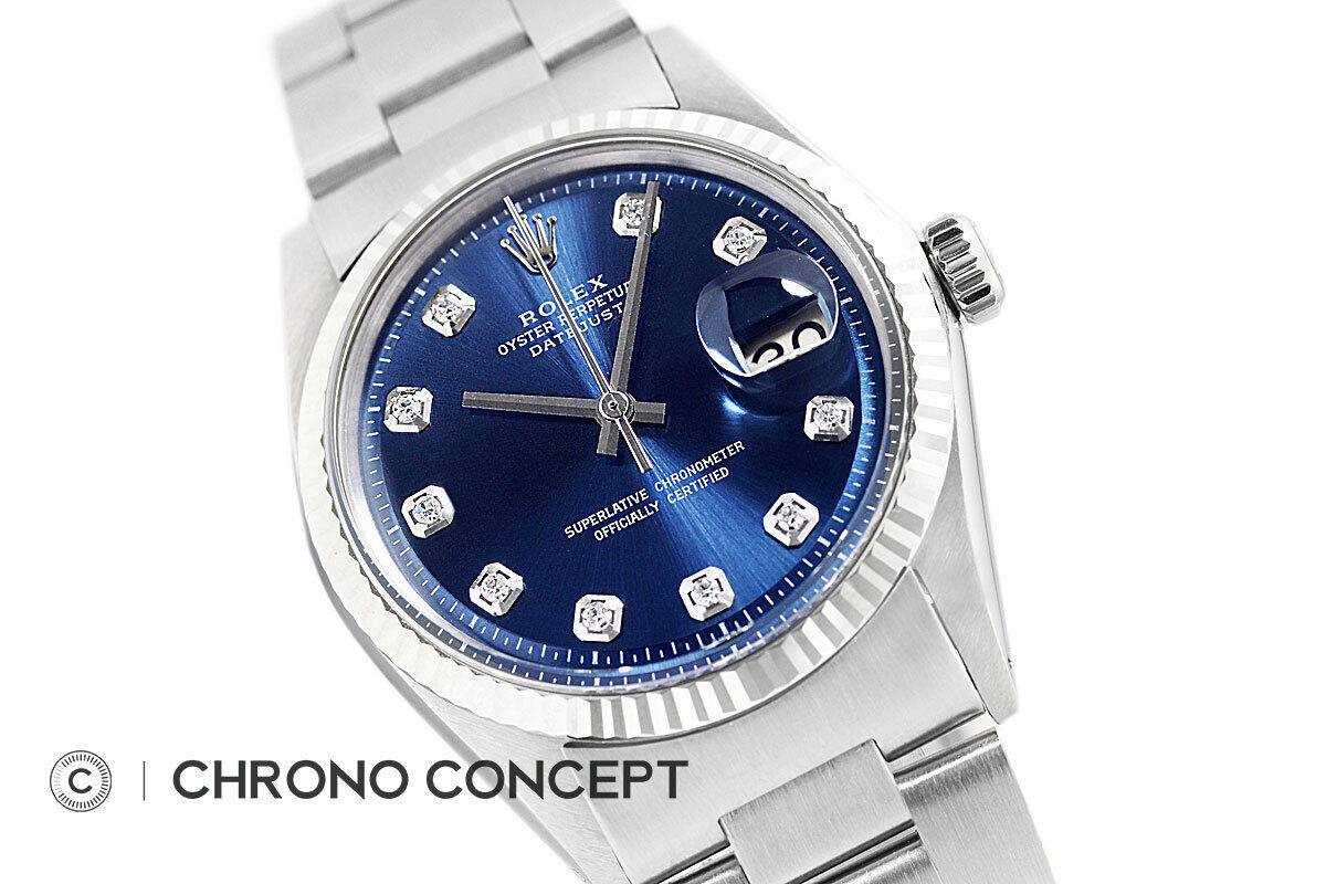Men's Rolex Datejust Blue Diamond Dial 18K Gold