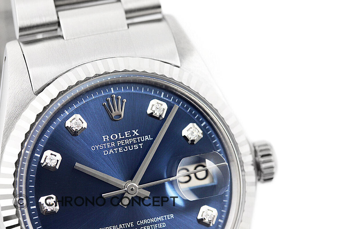 Men's Rolex Datejust Blue Diamond Dial 18K Gold
