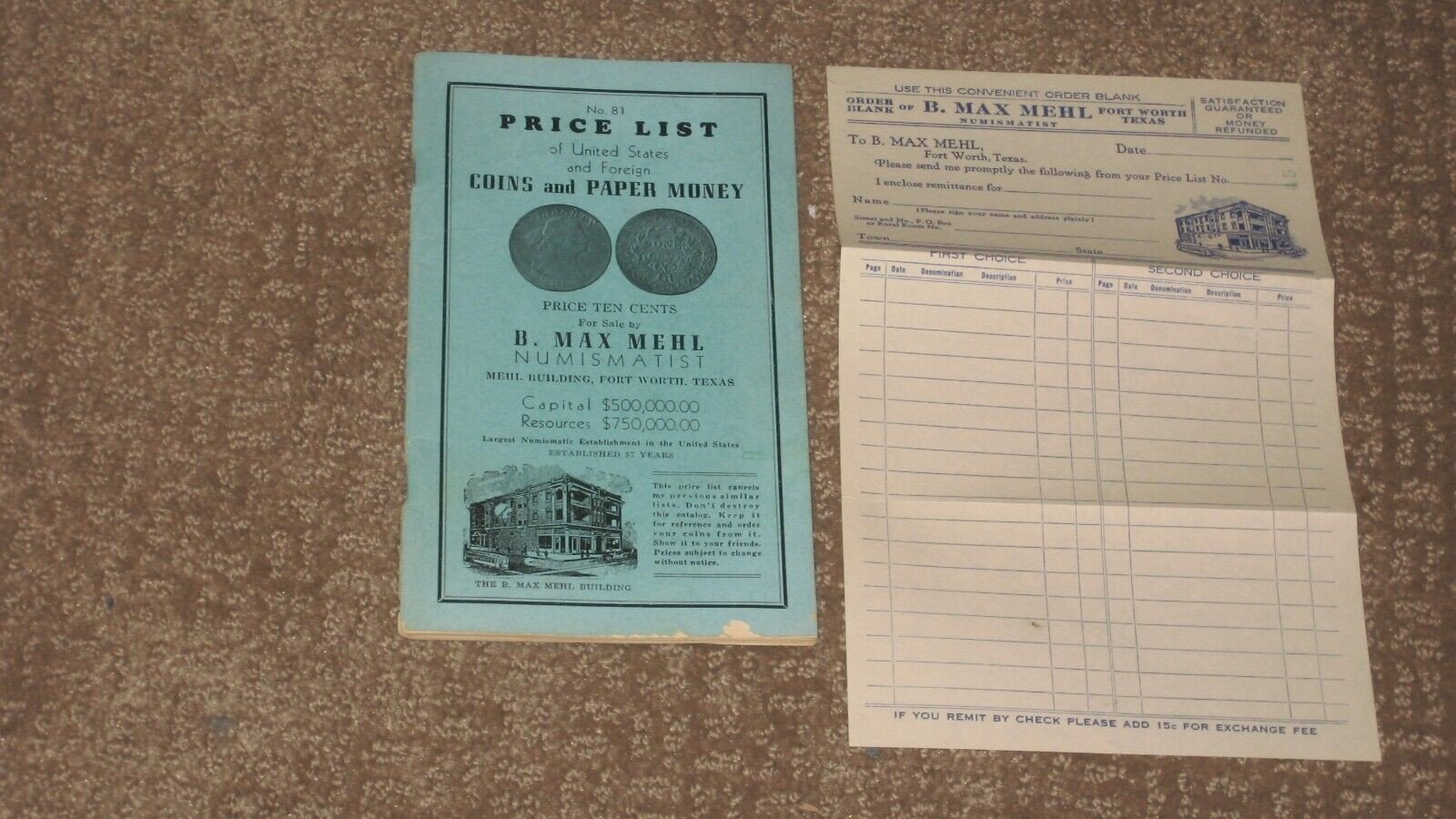Max Mehl Vintage Price List for Coins, 1952