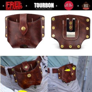 Leather Tape Measure Holder with Belt Clip