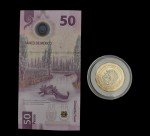 50 Pesos Bill & 20 Peso Coin Mexico