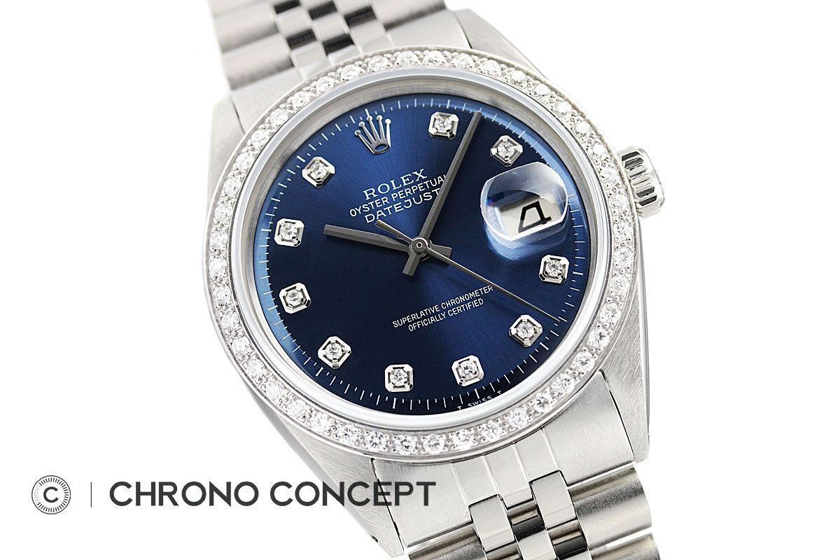 Mens Rolex Diamond Datejust Blue Dial Watch