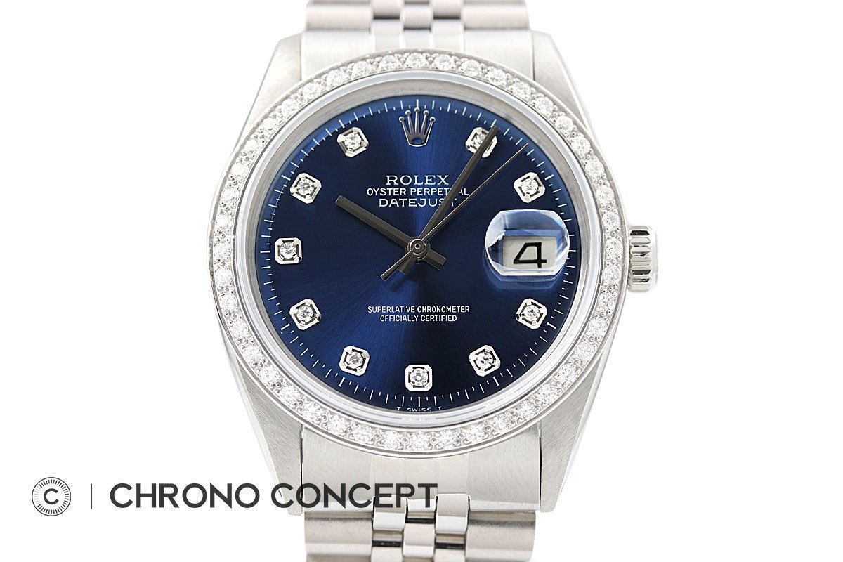 Mens Rolex Diamond Datejust Blue Dial Watch