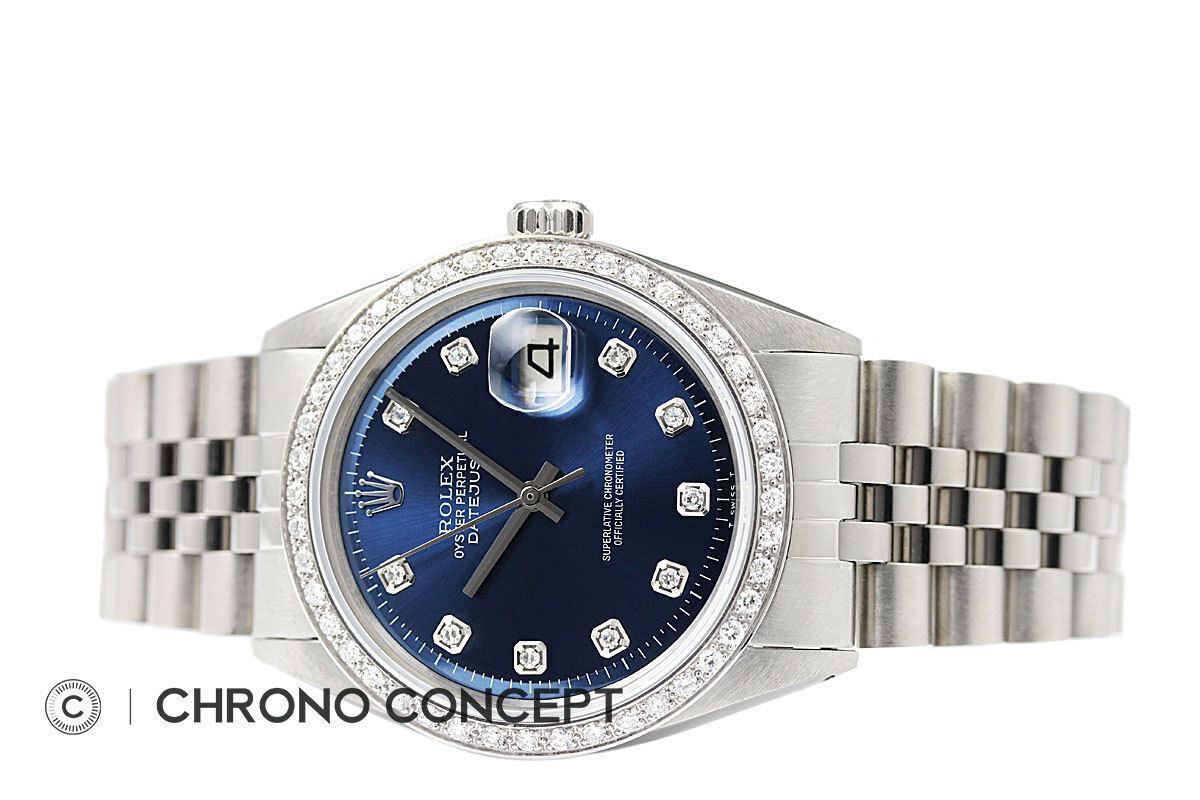 Mens Rolex Diamond Datejust Blue Dial Watch