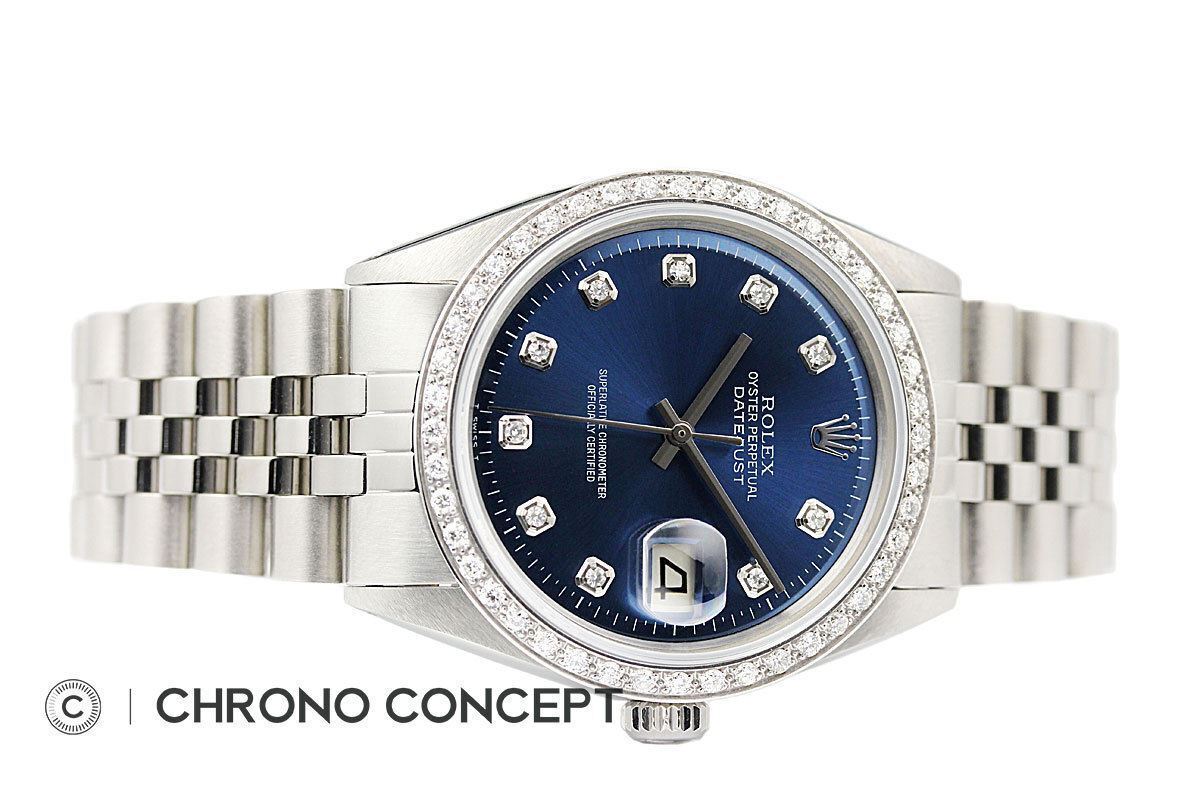 Mens Rolex Diamond Datejust Blue Dial Watch