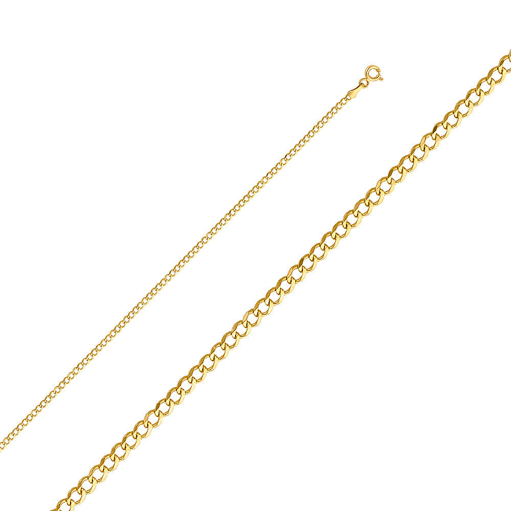 14K Solid Yellow Gold Cuban Link Necklace Chain