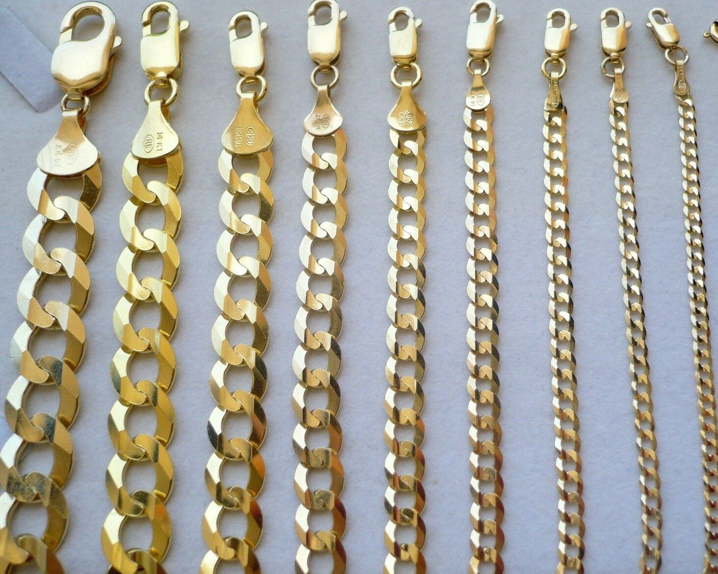 14K Yellow Gold Cuban Link Necklace Chain 16"-30