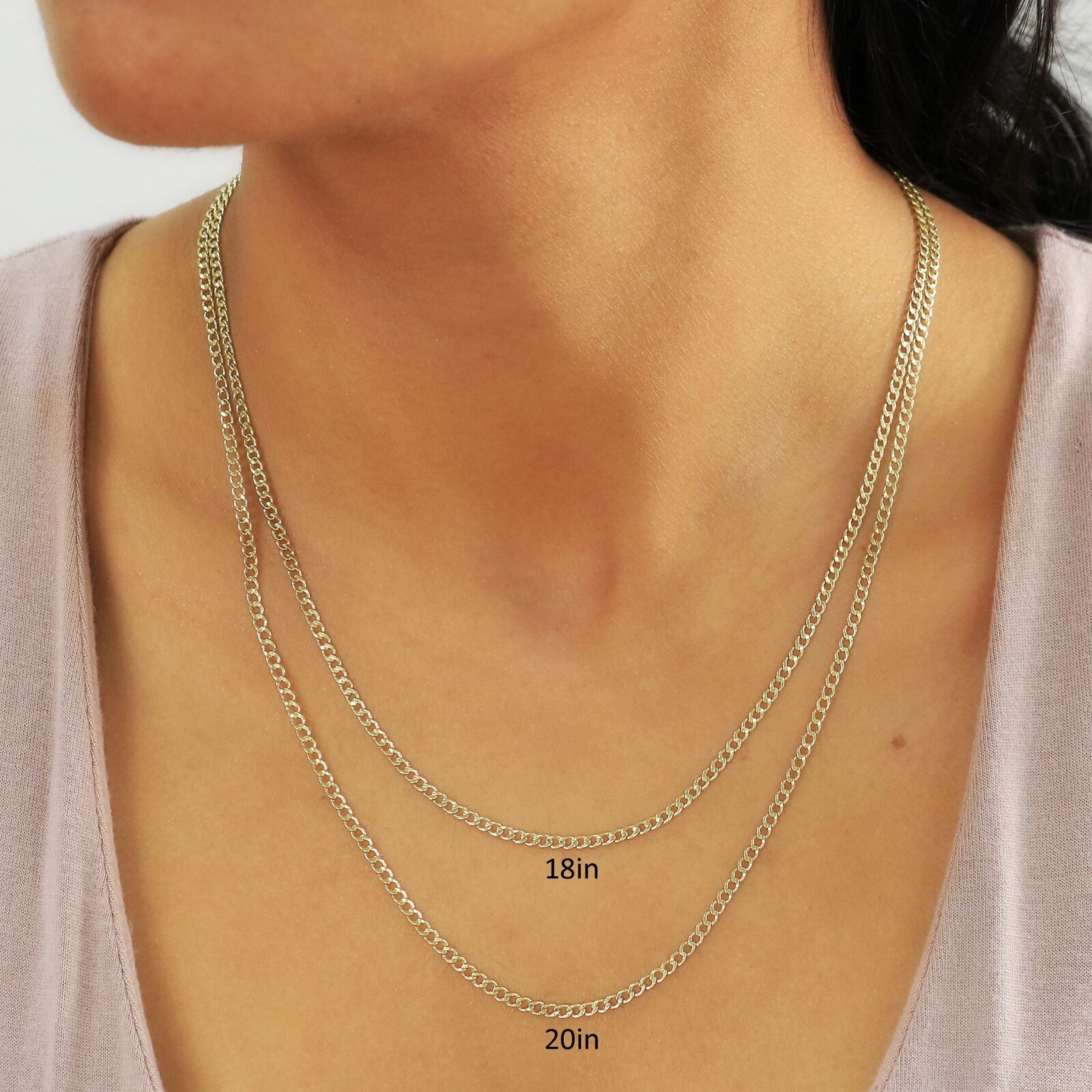 14K Yellow Gold Cuban Link Chain Necklace, 2mm-7.5mm