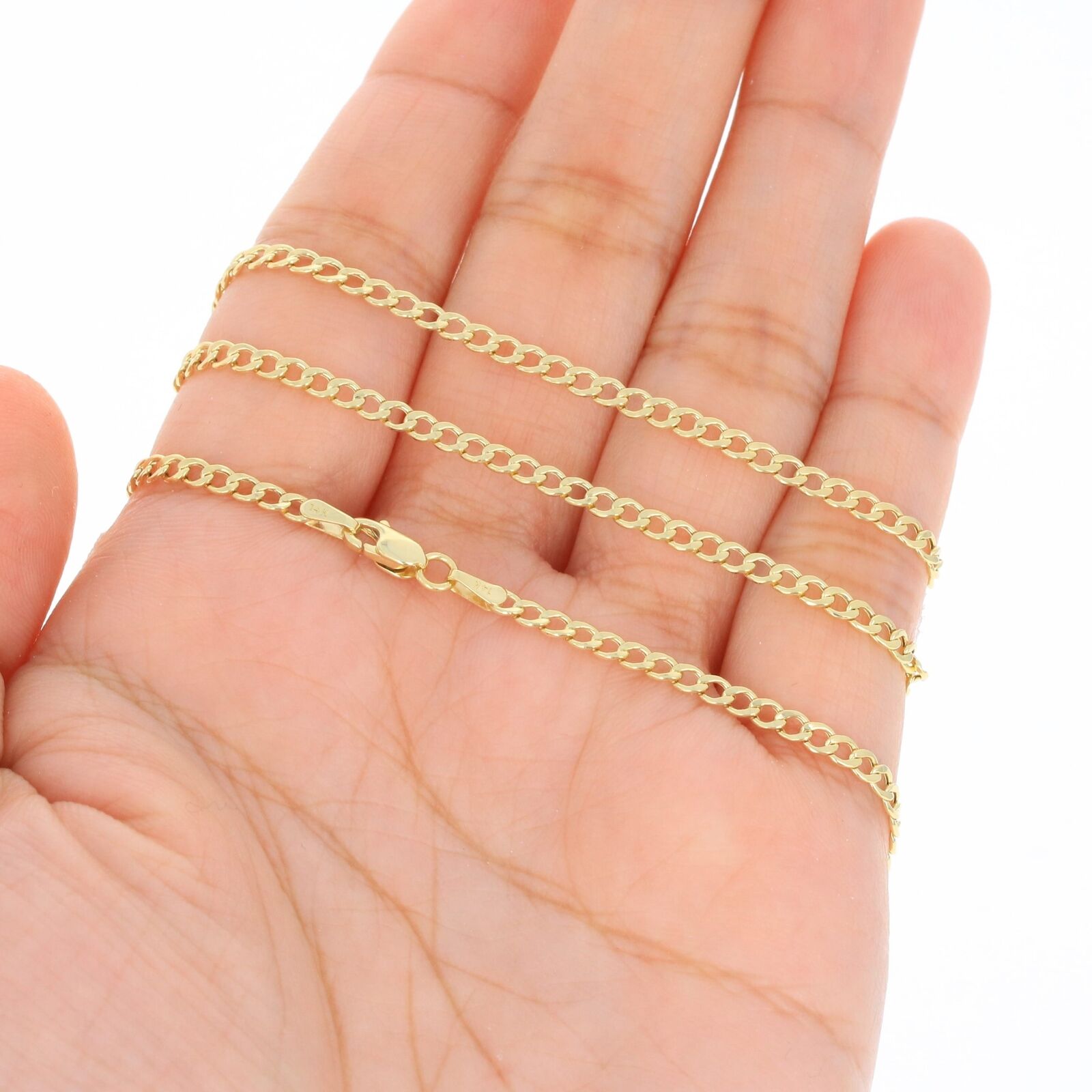 14K Yellow Gold Cuban Link Chain Necklace, 2mm-7.5mm