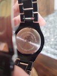 Piano Black Scoop Watch with Yellow Crystals