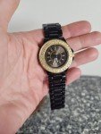 Piano Black Scoop Watch with Yellow Crystals