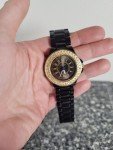 Piano Black Scoop Watch with Yellow Crystals