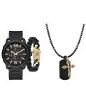 Ed Hardy Men's 50mm Matte Black Watch Set