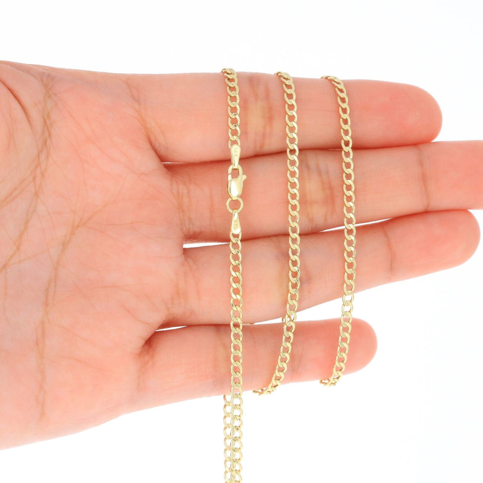 14K Yellow Gold Cuban Link Chain Necklace, 2mm-7.5mm