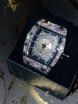 Men's Custom Black Ice Out Square Watch