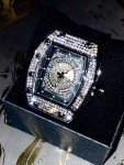 Men's Custom Black Ice Out Square Watch