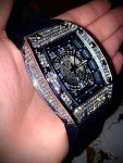 Men's Custom Black Ice Out Square Watch