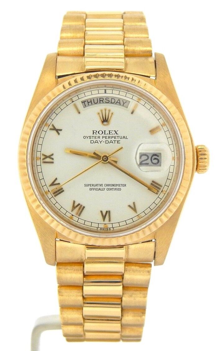 Rolex Day-Date President 18K Gold Watch White Dial