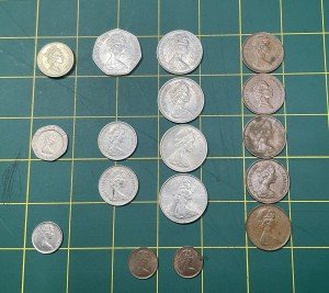 British Currency Set: 17 Coins & 1 Note