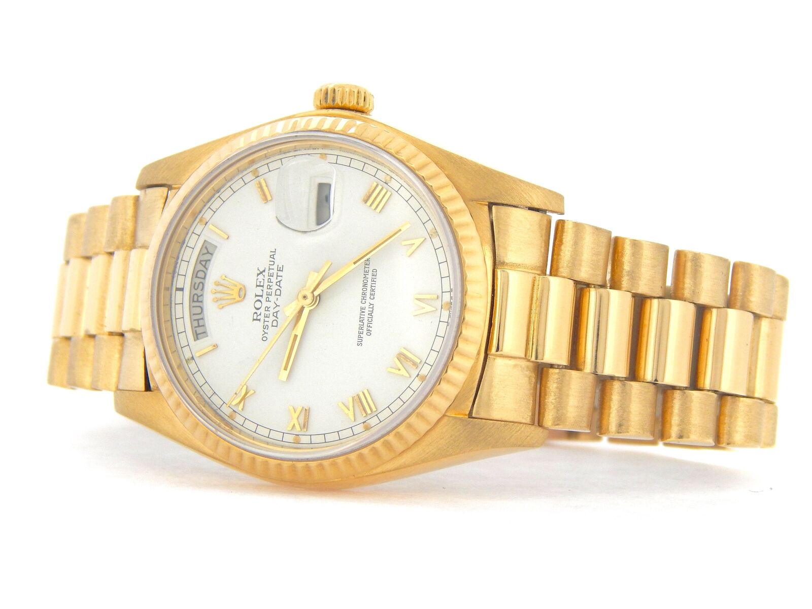 Rolex Day-Date President 18K Gold Watch White Dial