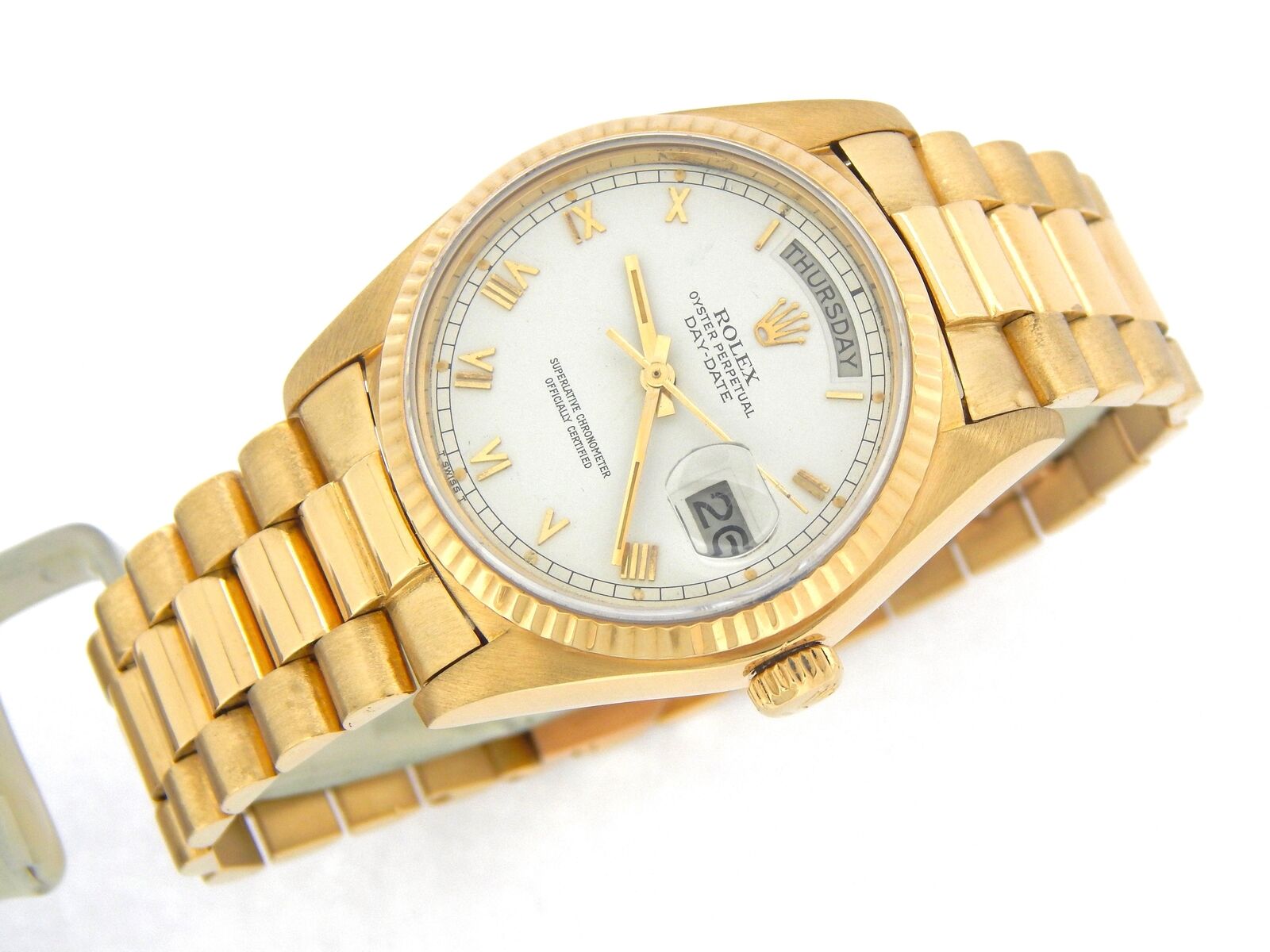 Rolex Day-Date President 18K Gold Watch White Dial