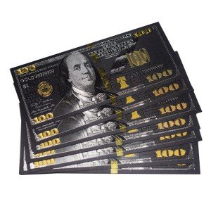 Black Gold Silver Banknotes 5x5 Paper Currency