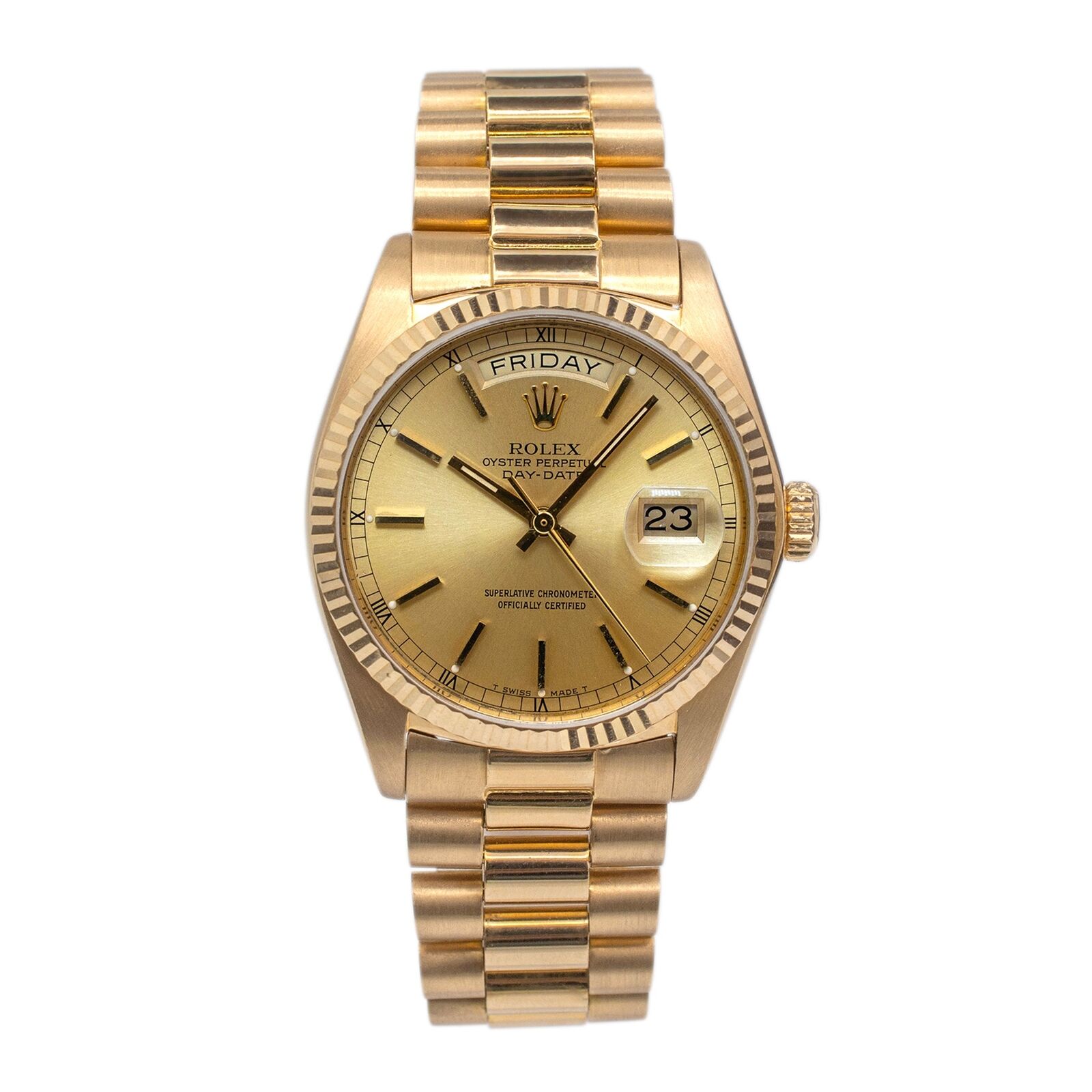 1978 Rolex President Champagne Dial 18K Gold Watch