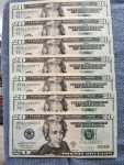 7 Sequential Uncirculated $20 Bills and Coins