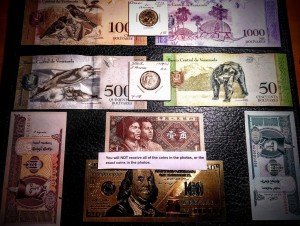 Lot of 10 Foreign Banknotes and Coins Collection