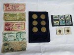 Vintage Coin and Stamp Collectors Set - 21 Pieces