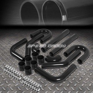8PC Aluminum Turbo Intercooler Piping Kit - Black