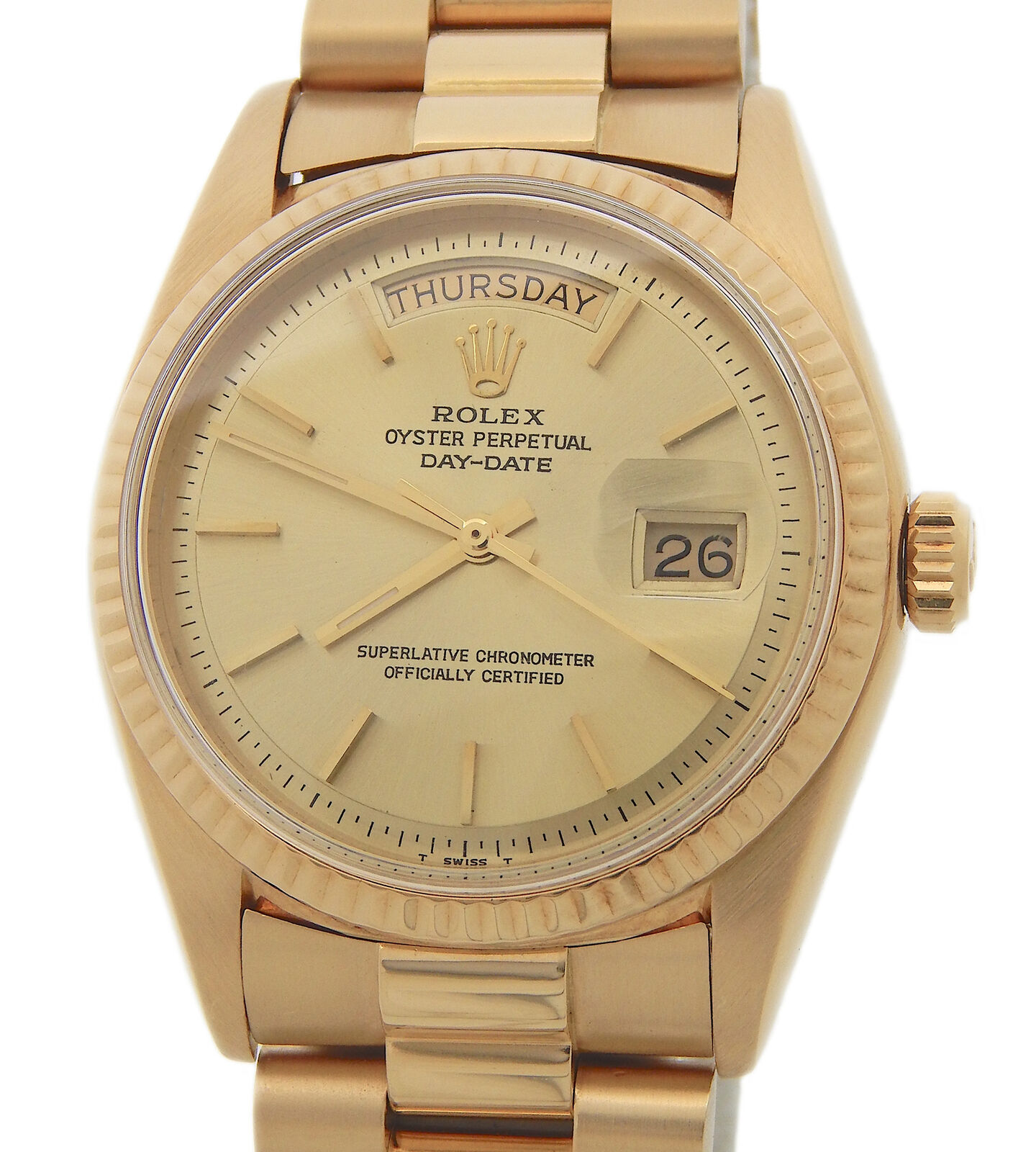 Mens Rolex Day-Date President Gold Watch Champagne Dial