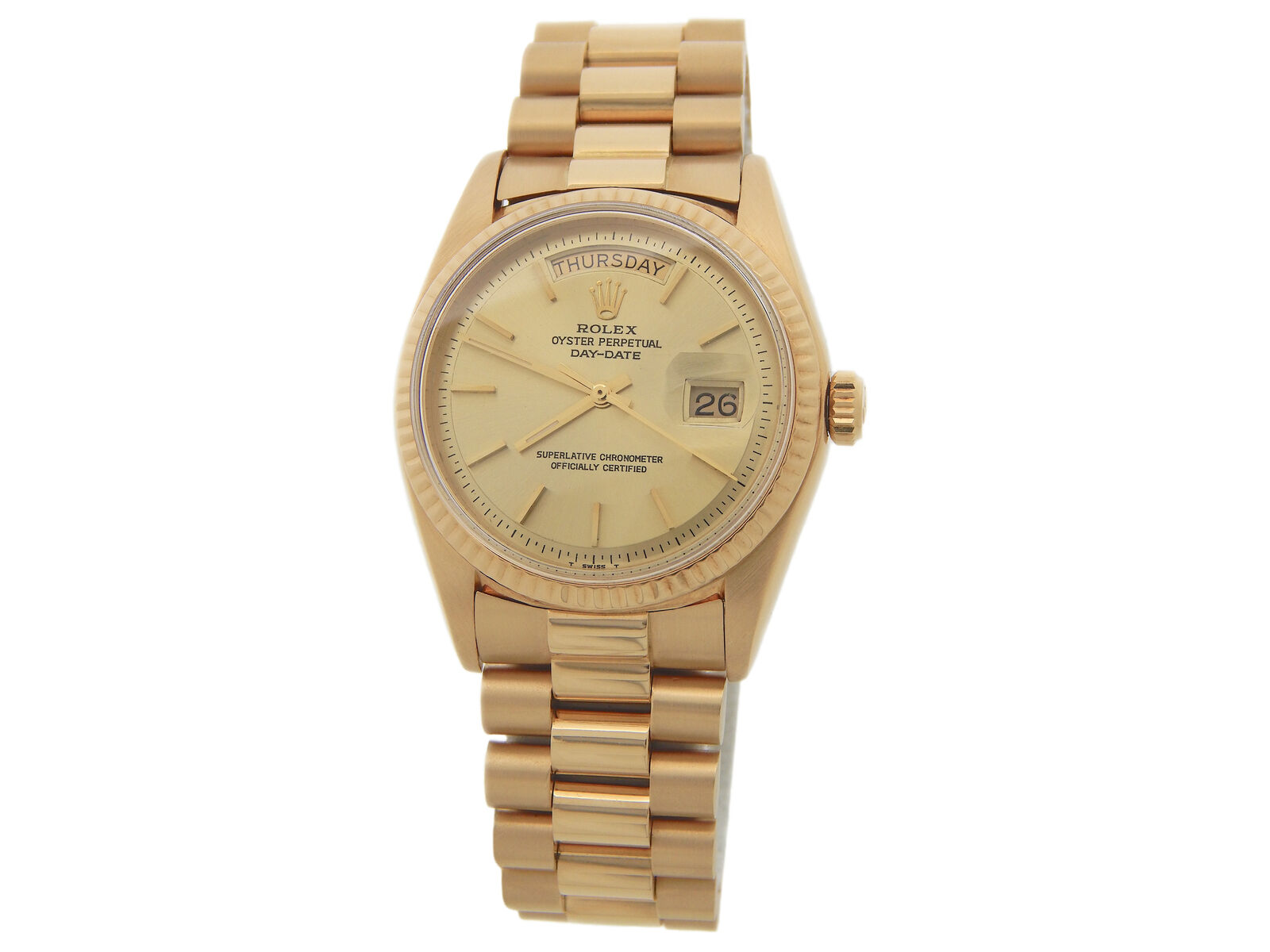 Mens Rolex Day-Date President Gold Watch Champagne Dial