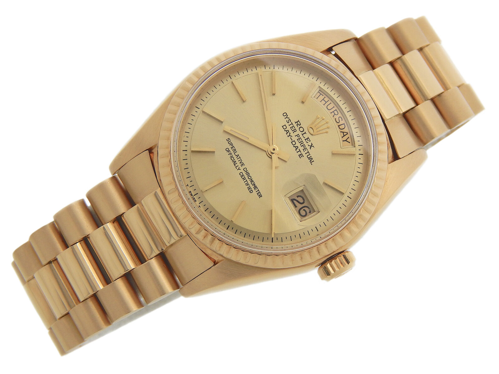 Mens Rolex Day-Date President Gold Watch Champagne Dial