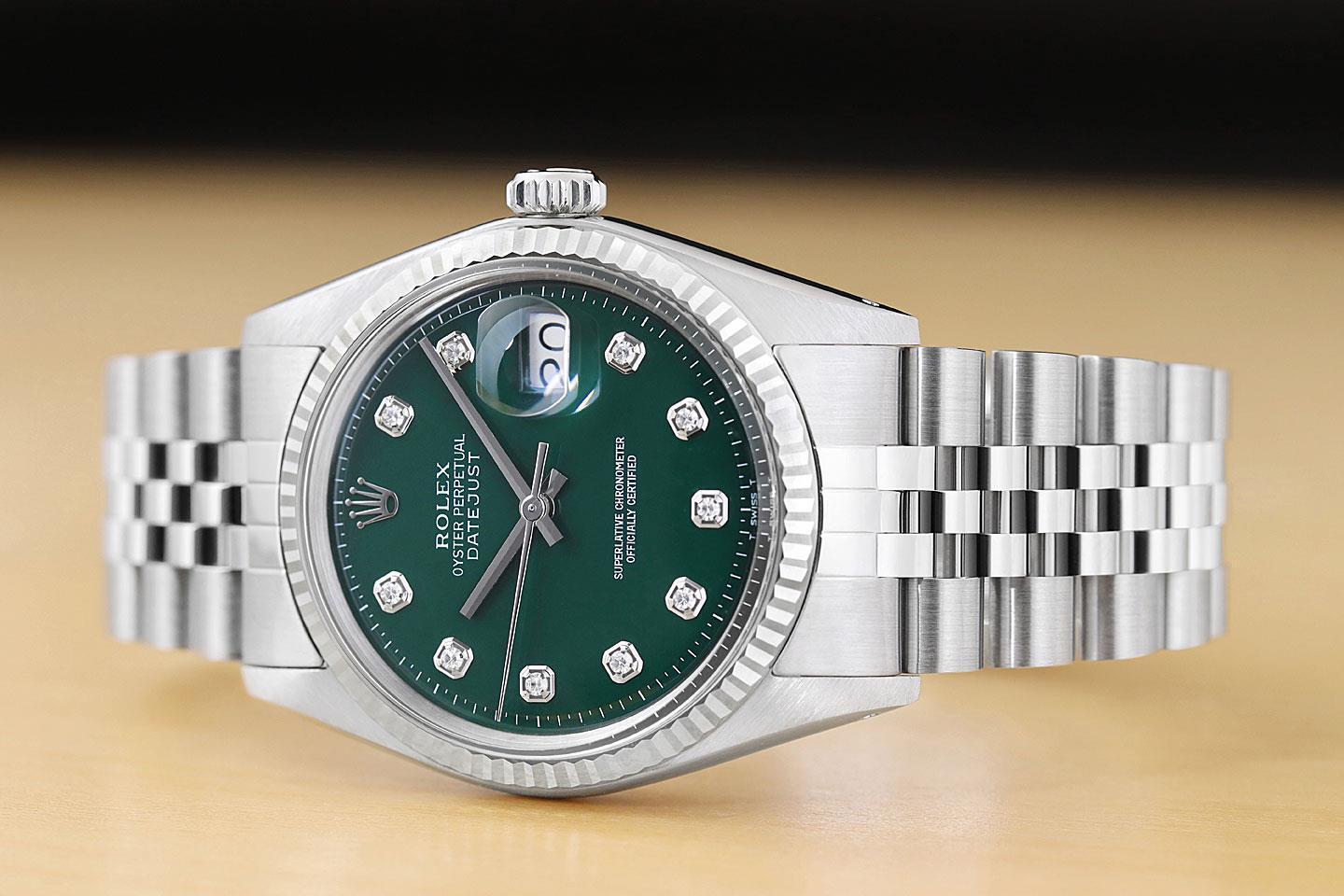Rolex Men's Datejust Green Diamond Dial Watch VIP Marketplace