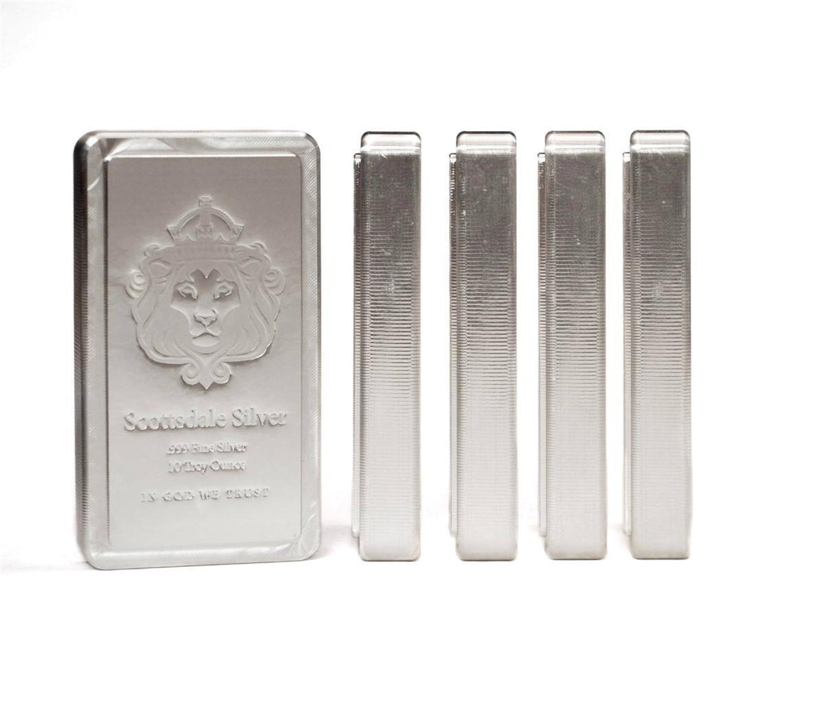 5 x 10oz Scottsdale STACKER® Silver Bars - 50oz