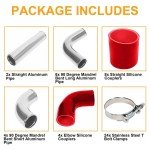 3" Universal Aluminum Turbo Intercooler Pipe Kit - Red