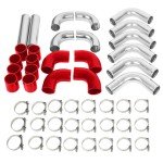 3" Universal Aluminum Turbo Intercooler Pipe Kit - Red