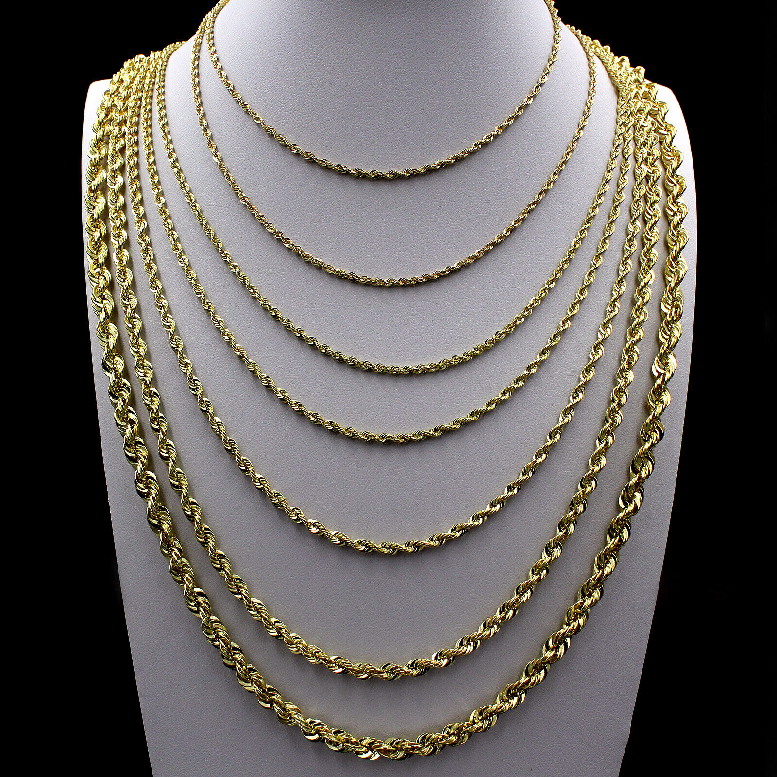 Real 10K Diamond Cut Rope Chain Bracelet & Necklace